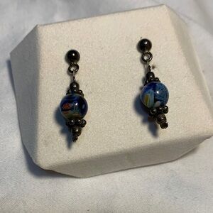 Elegant Blue Beaded Earrings
